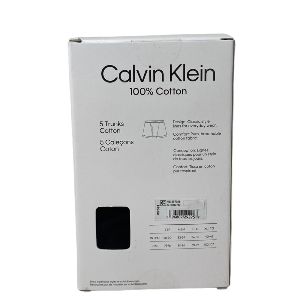 Calvin Klein Underwear Men's 5 Pack Cotton Classic Trunk Black NB1897925 - Picture 4 of 6